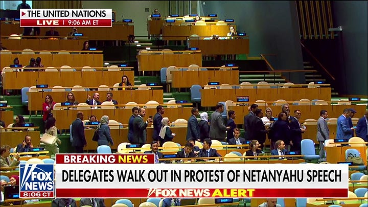 Netanyahu broadcasts United Nations message into Gaza accusing world leaders of appeasing ‘evil’